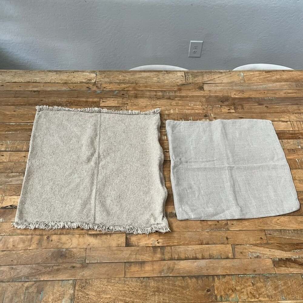 Threshold Set of 2 Toss Pillow Covers Gray Taupe Linen Cotton